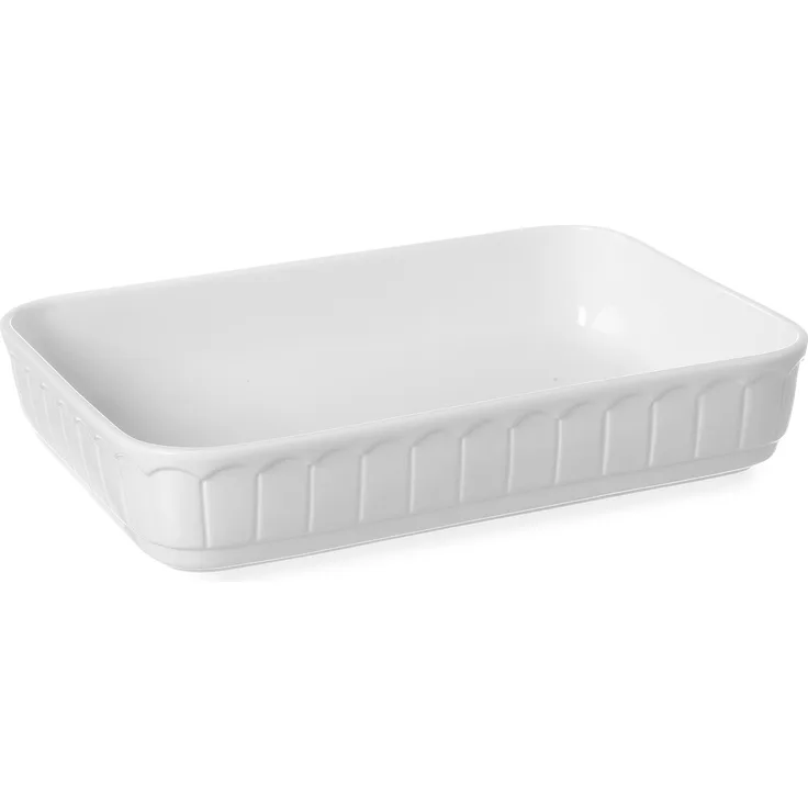 HENDI Ofenform Rustica, Rechteckig, Hohe Schlag- und Verschleißfestigkeit, geeignet für Ofen, Mikrowelle, Geschirrspüler, 375x260x(H)75mm, Weiß Porzellan