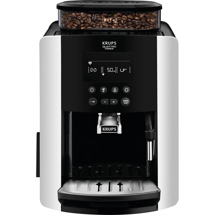Krups EA8178 Arabica Display Quattro Force Kaffeevollautomat (1450 Watt, Wassertankkapazität: 1,8l, Pumpendruck: 15 Bar, LCD-Display) schwarz-carbon-optik, mit Milchsystem – Bild 1
