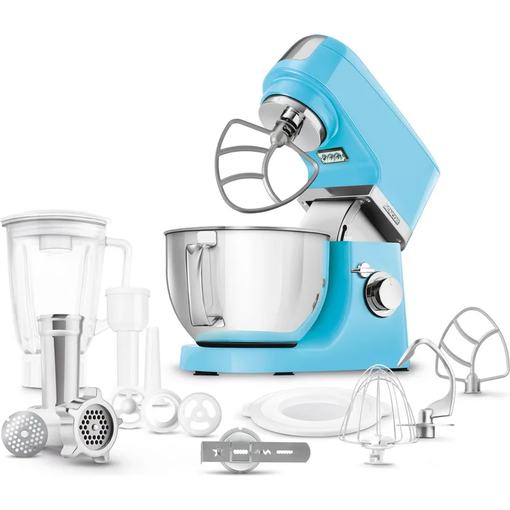 SENCOR STM 6352BL Multifunktions-Küchenmaschine (1000 Watt, Rührmaschine, Knetmaschine, mit Edelstahlschüssel 4,5 L) blau