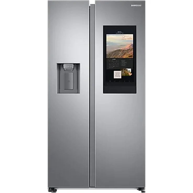 Samsung RS6HA8891SL/EG Side-by-Side-Kühlschrank, freistehend, Edelstahloptik, NoFrost, WLAN, Wasser- und Eiswürfelspender, Festwasseranschluss, Smart Connect, Food Cam, Schnellgefrieren und -kühlen, Breite 91.2 cm – Bild 1