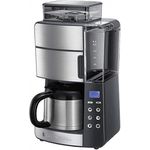 Russell Hobbs Kaffeemaschine mit integriertem Mahlwerk, Thermokanne 10 Tassen, digitaler programmierbarer Timer, 3-stufige Mahlgradeinstellung, 1000W, Filterkaffeemaschine für Kaffeebohnen Grind&Brew 25620-56