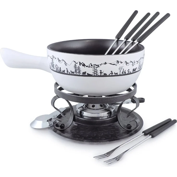 Heidi 9er Set Fondue, Käsefondue, Gabeln, Eintopf, Keramiktopf, Keramikfondue – Bild 1