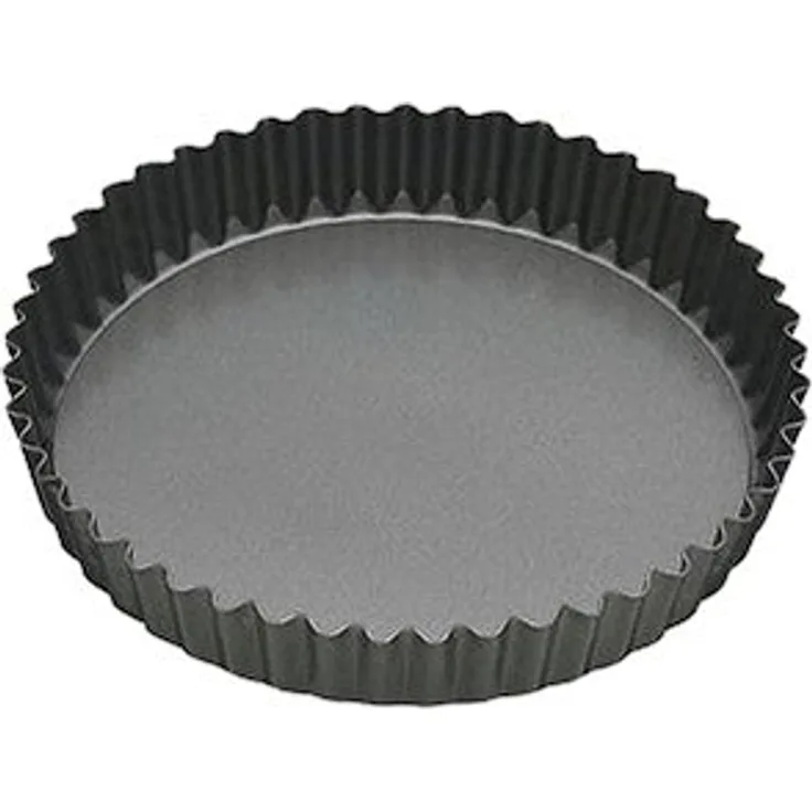 Master Class Antihaft-Tortenbodenform-Quicheform mit gewelltem Rand und losem Boden, Stahl, Grau, 20 x 20 x 3.6 cm