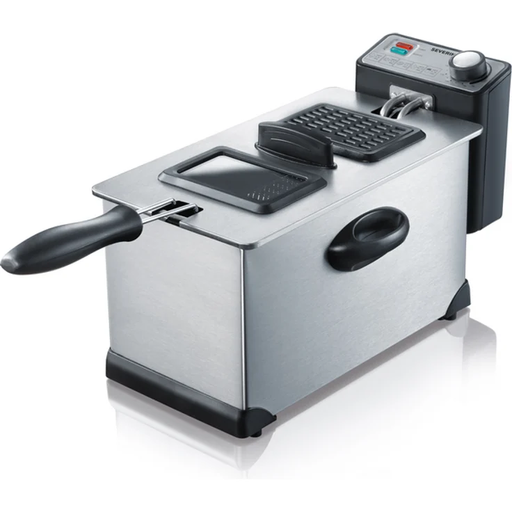 Severin FR 2431 Fritteuse 2.000 W, 3 L Kapazität, 400 g Frittiermenge edelstahl-schwarz – Bild 1