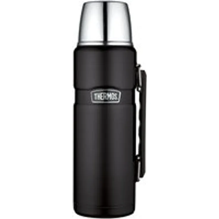 THERMOS 4003.232.120 Thermosflasche Stainless King, Edelstahl Mat Black 1,2 l, Drehverschluss, 24 Stunden heiß, 24 Stunden kalt, BPA-Free