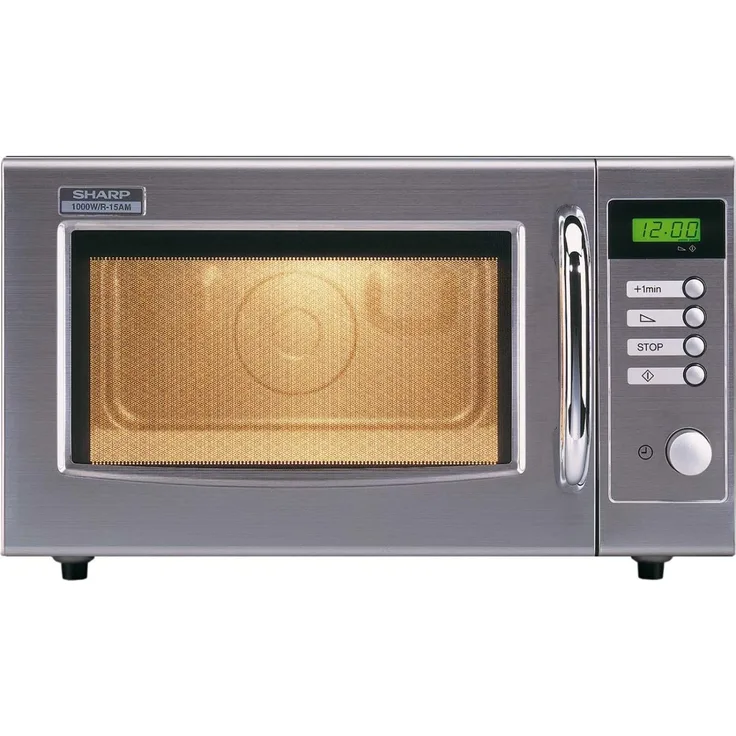 Sharp R-15 AM Mikrowelle, Standgerät, 28 Liter Garraum, 1000 Watt, silber