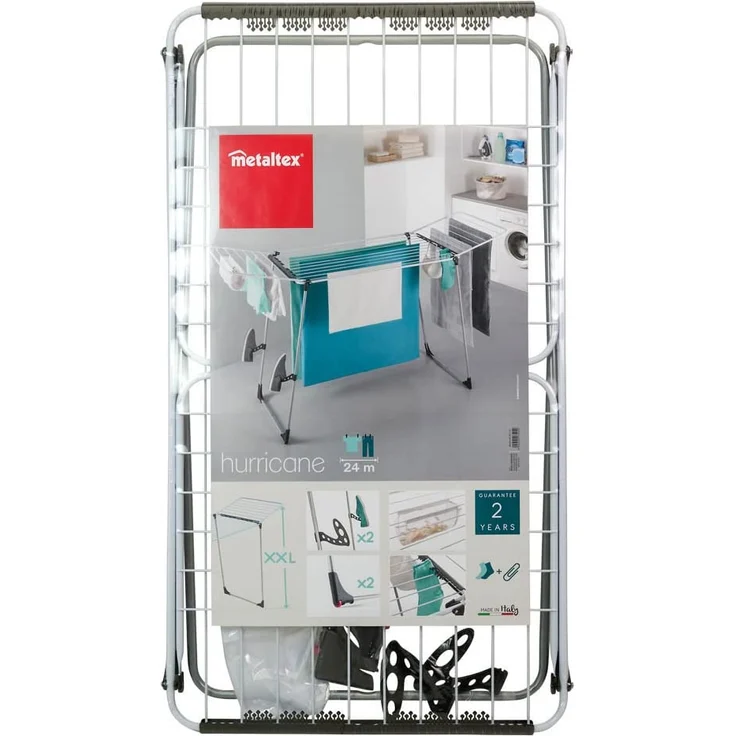 Metaltex 457545 Hurricane XXL Flügelwäschetrockner, mit ca. 24 m Trockenlänge – Bild 6