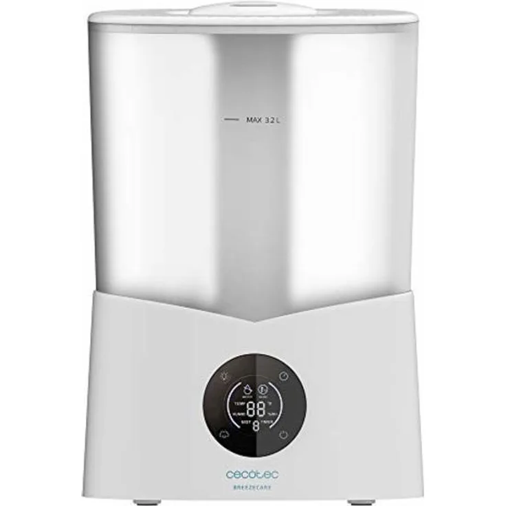 Cecotec Luftbefeuchter BreezeCare 2600 Light Smart, bis 40 m², Befeuchtung 260 ml-h, 3,2 L Tank, Timer, 3 Geschwindigkeiten, Aromatherapie