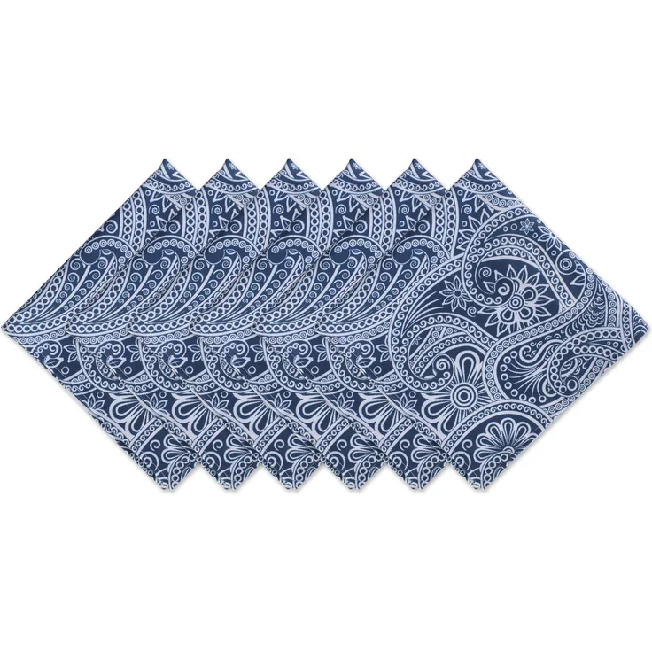 DII Outdoor Table Linens Blue Paisley, Napkins, 6 Pieces