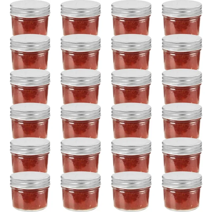 vidaXL Marmeladengläser mit Silbernen Deckeln 24 Stk. 110 ml