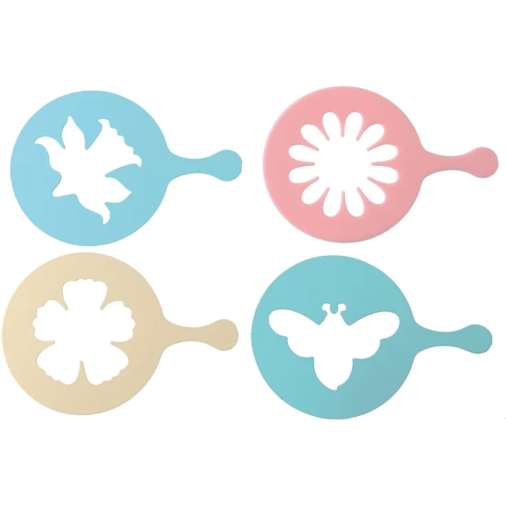 Zenker Cupcake-Dekorier-Schablonen, Verzieren von Muffins, Gebäck, Kaffee (farblich sortiert: Frozen Rose oder Eisblau), Menge: 1 x 4 Stück