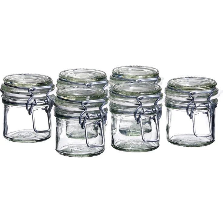 MÄSER 925337 Gothika, Einmachgläser klein, made in Germany, 6er Set à 90 ml, Vorratsgläser mit Deckel und Drahtbügel zum luftdichten Aufbewahren, Einkochen und Einlegen, Glas, transparent – Bild 1