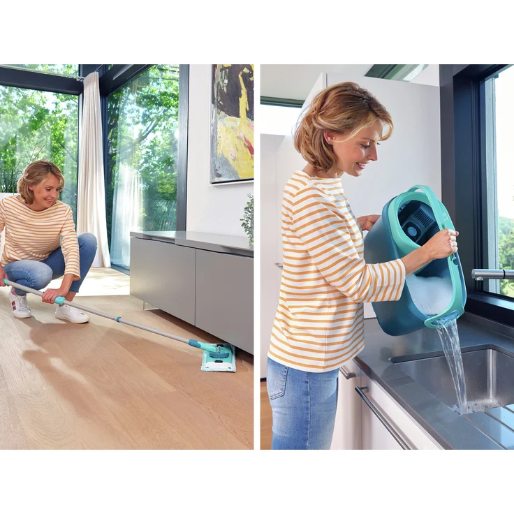 Leifheit Set Clean Twist M Ergo mobile, Bodenwischer-Set mit Rollwagen, 6 L Eimer mit Schleudersieb, Teleskopstiel, Wischbezug super soft (52121) – Bild 13