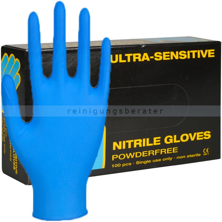 Abena Nitrilhandschuhe Ultra Sensitive blau L Gr. 9, untsterile Nitrilhandschuhe, 100 Stück/Box