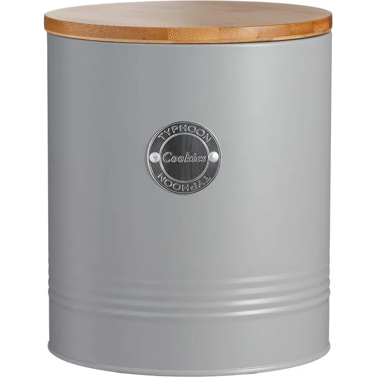 Typhoon Living Collection, pastellgrau, 3,4 Liter Keksdose, Stahl, Holz, Silikon, grau