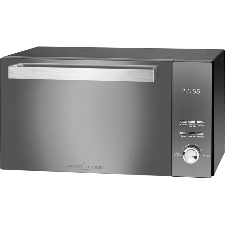 ProfiCook PC-MWG 1204 Mikrowelle mit Grill, 23 Liter Garraum, 800 Watt, Standgerät, doppelverglaste Vertikal- Tür mit hochwertigem Edelstahlgriff