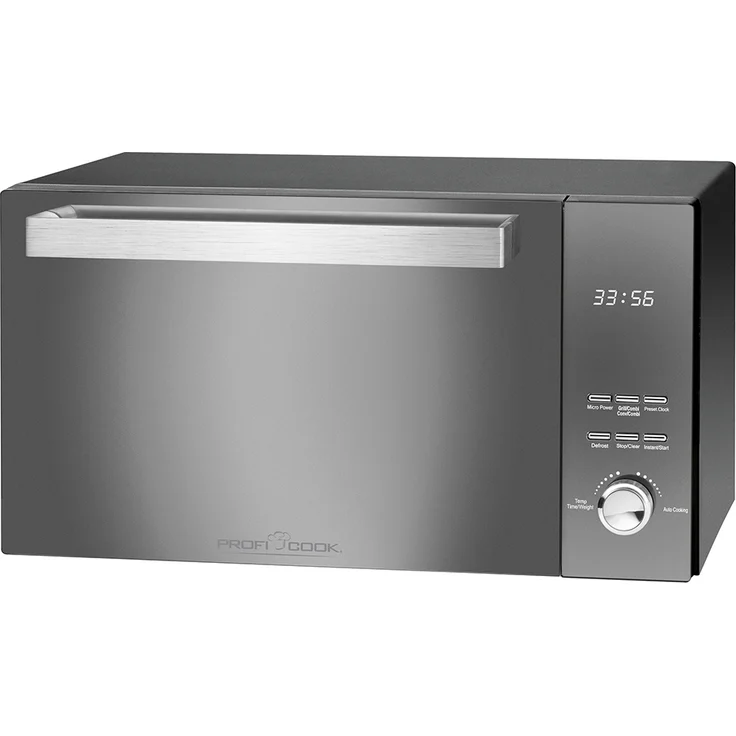 ProfiCook PC-MWG 1204 Mikrowelle mit Grill, 23 Liter Garraum, 800 Watt, Standgerät, doppelverglaste Vertikal- Tür mit hochwertigem Edelstahlgriff – Bild 1