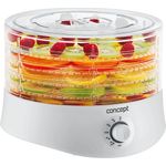 CONCEPT SO1005 Dörrgerät mit 5 Einlegeböden und Temperaturregler 40-70°C, Weiß, 280 W, Durchmesser 24 cm, kompakte Größe