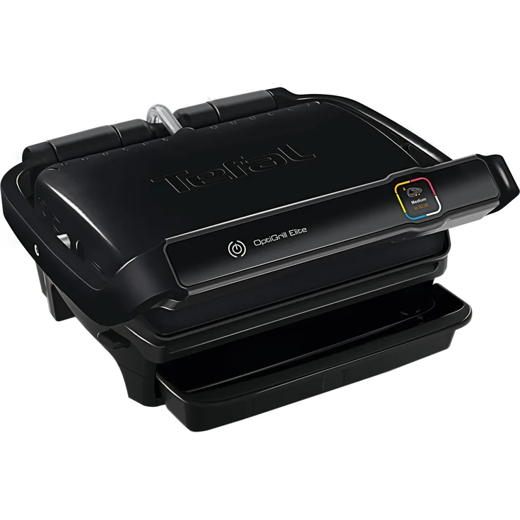 Tefal GC7508 Elite OptiGrill Kontaktgrill, 2000W, antihaftbeschichtete Grillplatten, Grillboost-Funktion, 12 automatische Programme, digitales Display, 30 x 20 cm Grillfläche, schwarz – Bild 1