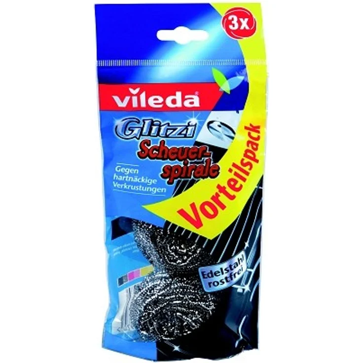 Vileda 1051763, Topfreiniger Stahlwolle, Edelstahl, 4 Stück