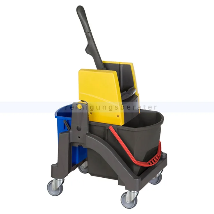 Vermop Aquva 1 x 17 L & 1 x 6 L Reinigungswagen handlicher Fahreimer Putzwagen mit integrierter Vertikalpres