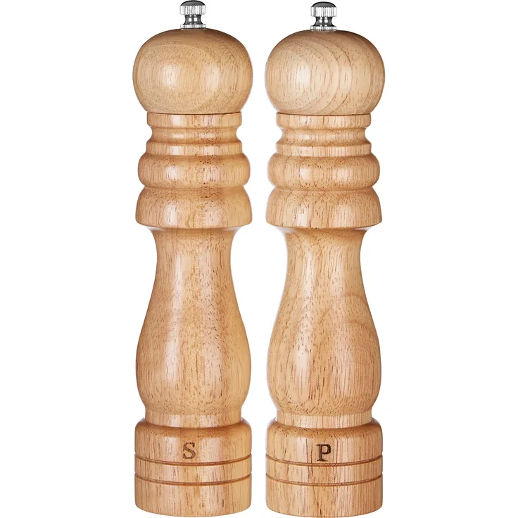 Premier Housewares Salz- und Pfeffer-Set, 20,3 cm, Gummibaumholz mit eingravierten Buchstaben