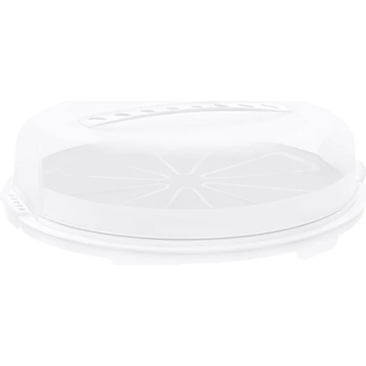 Rotho Fresh flache Tortenglocke, Kunststoff BPA-frei, weiss - transparent, 35,5 x 34,5 x 11,6 cm