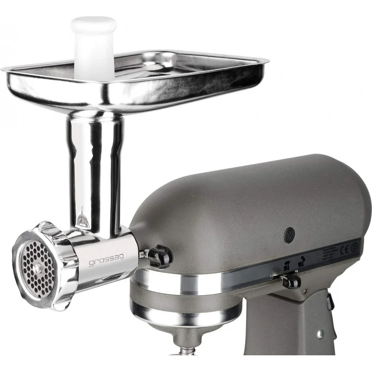 grossag Fleischwolf für KitchenAid Größe 5 Edelstahl Spülmaschinenfest Inklusive 3 Lochscheiben – Bild 1