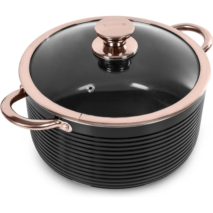 TOWER Linear Auflaufform, Rose Gold, Aluminium, Rose Gold-Schwarz, 24 x 32 x 16 cm