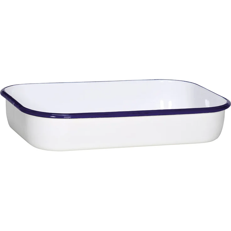 Karl Krüger 14136-B Brat-Back-und Lasagneform Husum 36 cm Auflauf, Backform, weiß mit blauem rand, 36 x 23 x 7 cm – Bild 1