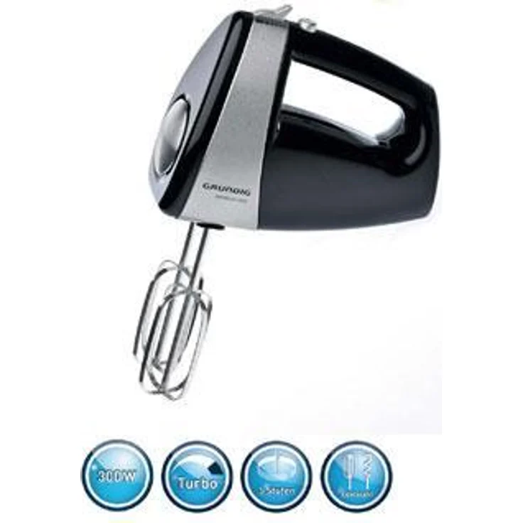 Grundig HM 5040 Premium-Handmixer, 300W, 5 Geschwindigkeiten, schwarz-silber – Bild 3
