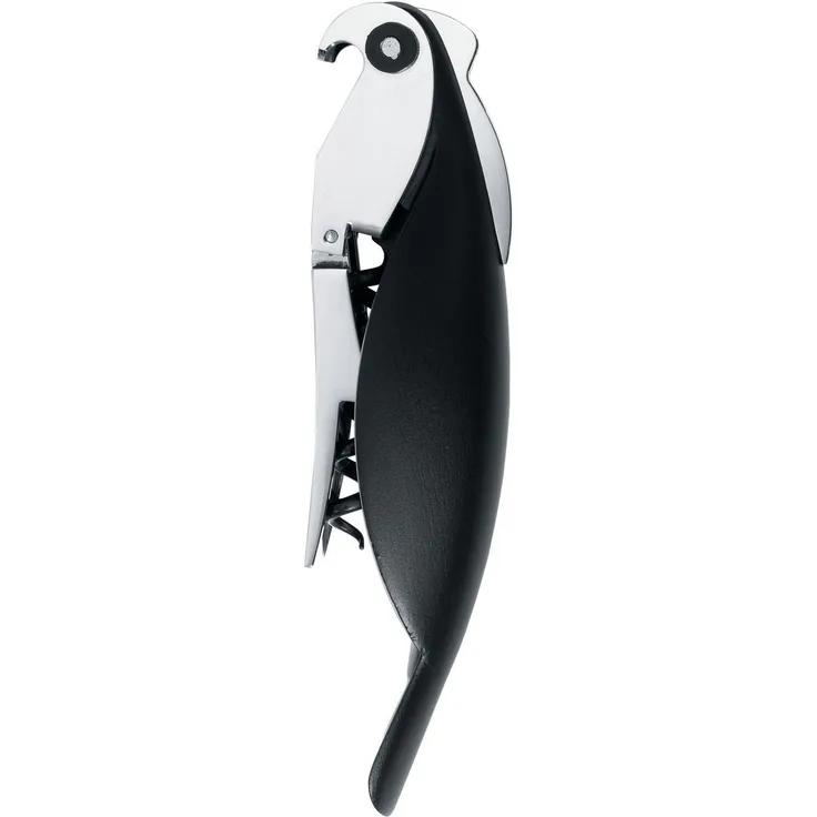 Alessi Parrot AAM32 B Sommelier-Korkenzieher, aus Gußaluminium und PC, schwarz