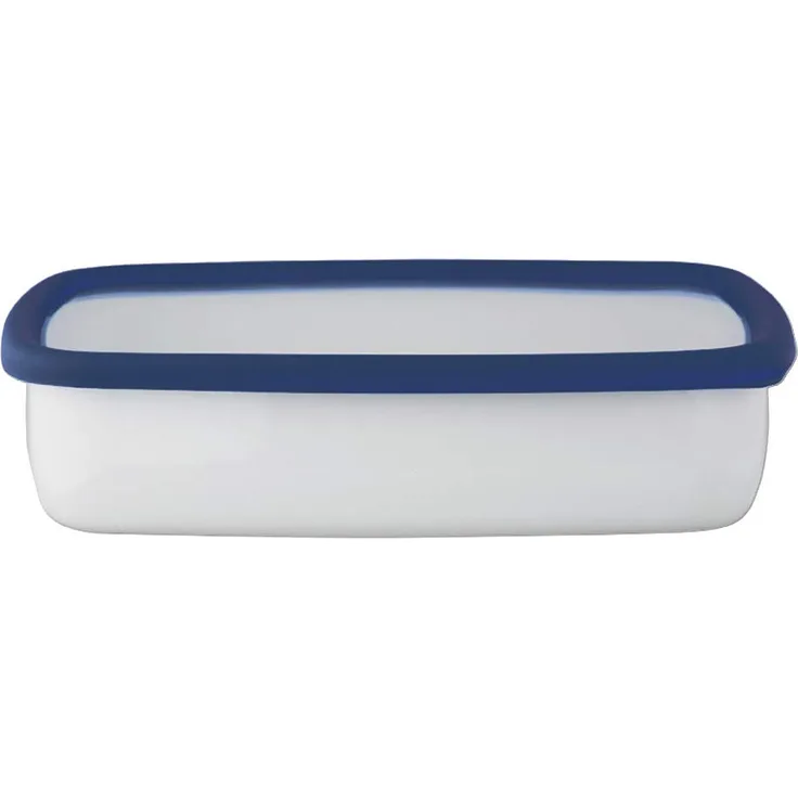 Honeyware 87015 Auflaufform - Backform aus Emaille, flach, mit Deckel, Ofenform für Aufläufe, Lasagne, Tiramisu, Größe L - 1,6 L - 23,5 x 17 x 5,5 cm, weiß