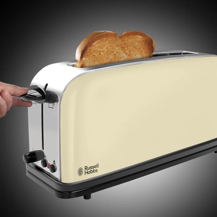 Russell Hobbs Toaster Langschlitz Colours+ creme, extra breite 1 Langschlitzkammer, inkl. Brötchenaufsatz, 6 einstellbare Bräunungsstufen + Auftaufunktion, 1000W, 21395-56 – Bild 2