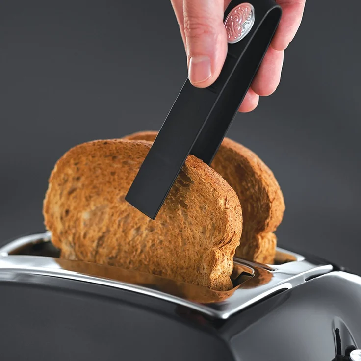 Russell Hobbs Toaster Textures Plus+, 2 extra breite Toastschlitze, Brötchenaufsatz & integrierte Toast-Zange, 6 einstellbare Bräunungsstufe + Auftau- & Aufwärmfunktion, 850W, Toaster schwarz 22601-56 – Bild 3