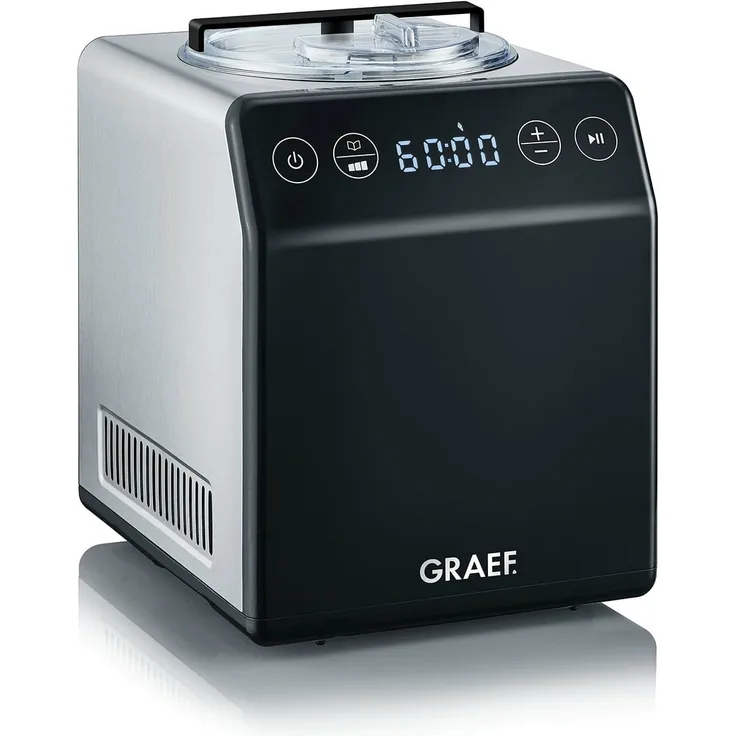 Graef IM 700 Eismaschine 2in1 mit Joghurtfunktion, 180W, Edelstahl, 4 Programme, edelstahl-schwarz