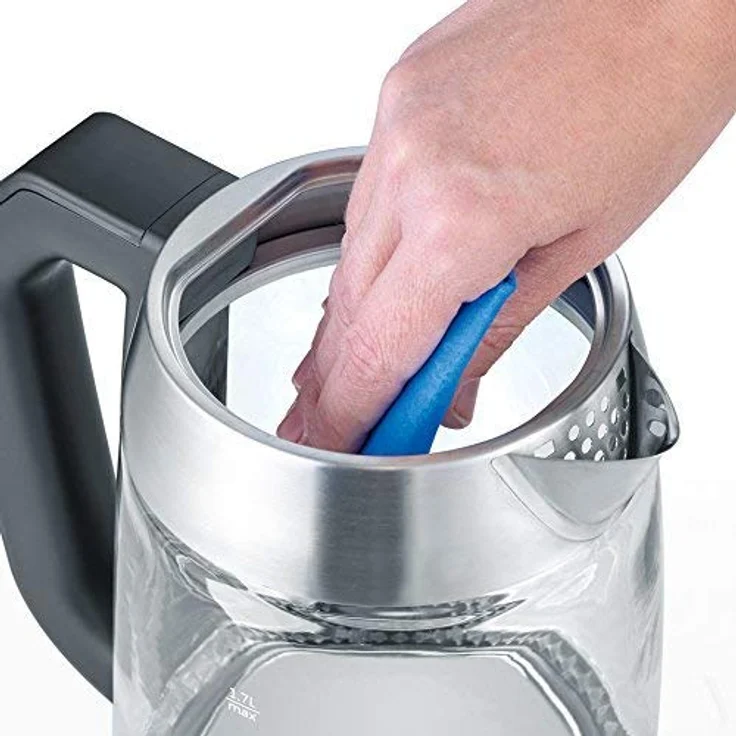 SEVERIN Digital Glas-Tee--Wasserkocher, Mit Temperaturregler, Für 1,7 L Wasser-1,5 L Tee, ca. 2.200 W, WK 3477, Edelstahl-Schwarz – Bild 2