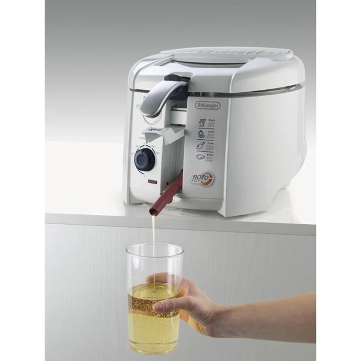 De'Longhi F 28.311.W1 Rotofritteuse |Roto-Fry-System für 50 % weniger Öl | Easy Clean System | Antihaft-Beschichtung | Fester Frittierbehälter | Ölablauffunktion | weiß – Bild 2
