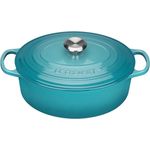 Le Creuset Signature Gusseisen-Bräter mit Deckel, Ø 29 cm, Oval, Für alle Herdarten und Induktion geeignet, Volumen: 4,7 l, Karibik