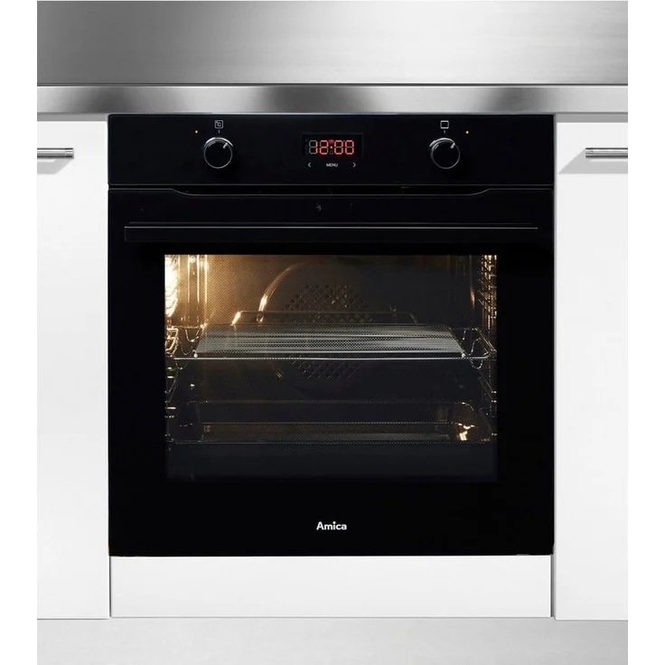 Einbaubackofen 60cm Heißluft Umluft Grill Timer Schwarz Amica EBX 943 600 S – Bild 3