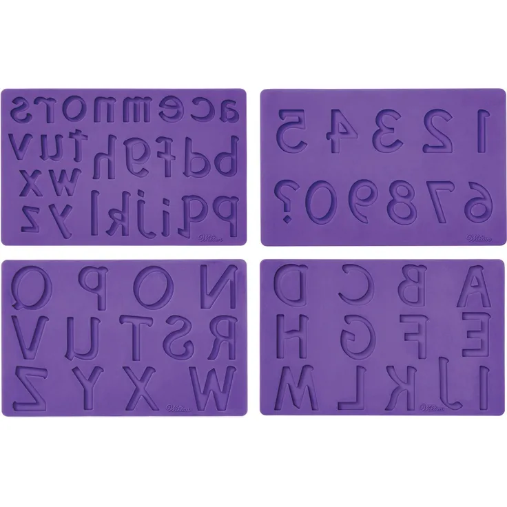 Wilton 409-2547 Fondant und Gum Paste Mold Letters/Numbers Set, Silikon, lila, 6 x 14,4 x 26,9 cm, 4 Einheiten