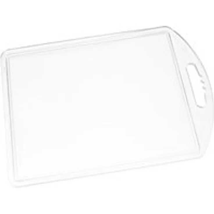 FACKELMANN Tranchierbrett, Küchenbrett aus Kunststoff, Frühstücksbrettchen mit Saftrille (Farbe: Transparent), Menge: 1 Stück