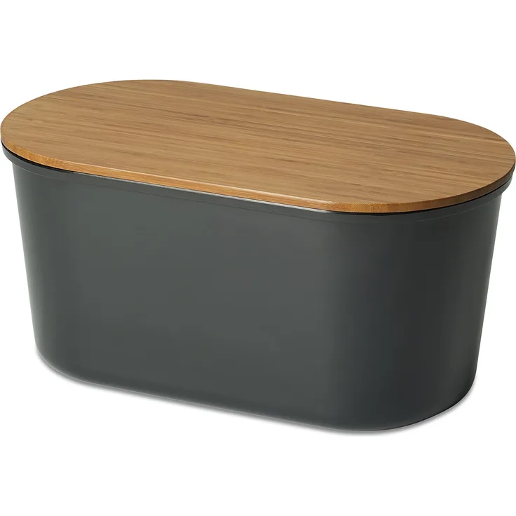 Echtwerk Brotbox ''Fresh'' Brotkasten, Akazienholz-Melamin, schwarz, 37 x 17 x 22 cm