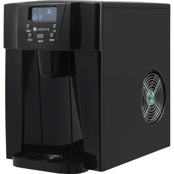 Juskys PIM200L Eiswürfelmaschine, 2in1 Spender & Timer, bis 12kg/Tag, Eiswürfel in 6 - 10 Minuten, 2 Größen, 2L Tank, schwarz