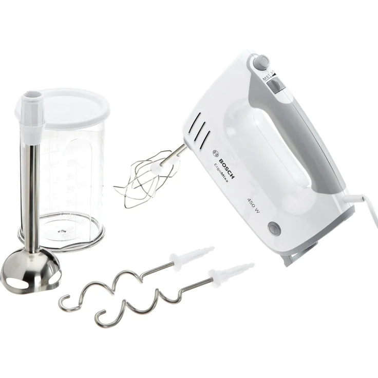 Bosch MFQ36470 Handrührer Ergomixx, Edelstahl-Mixfuss, Mixbecher, 450 Watt, weiss - grau – Bild 1