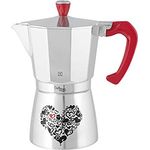 HABI kp2900 Kaffeekanne Dolce Kaffee für 9 Tassen, Aluminium, Rot-Silber