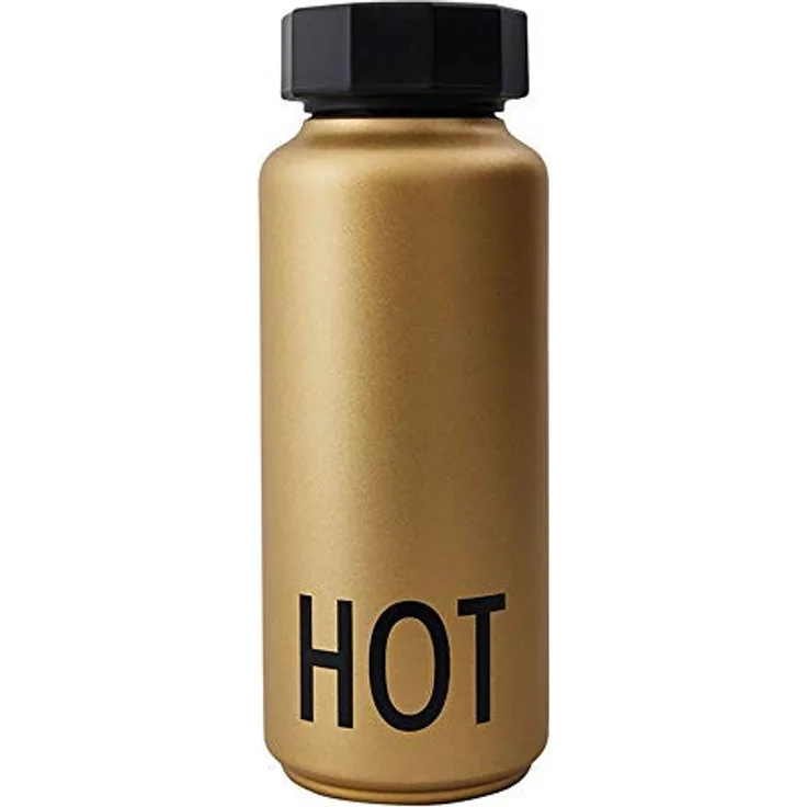 Design Letters Edelstahl Trinkflasche Gold Kohlensäure geeignet BPA-Frei Thermoskanne 12 Stunden Heiß