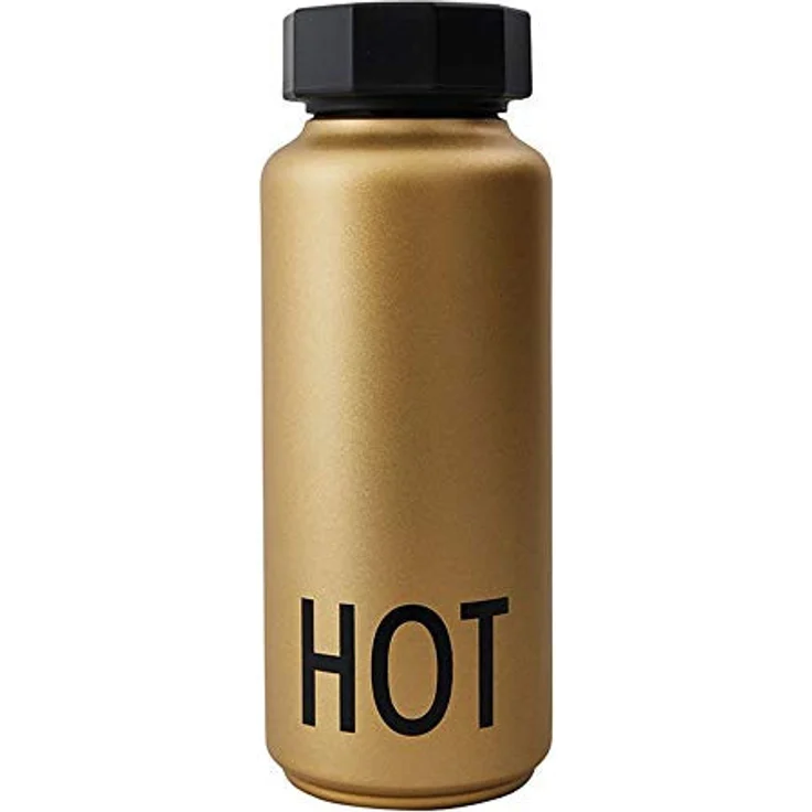 Design Letters Edelstahl Trinkflasche Gold Kohlensäure geeignet BPA-Frei Thermoskanne 12 Stunden Heiß – Bild 1