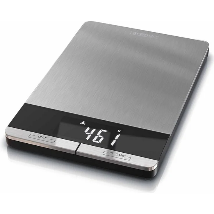 Arendo Digitale Edelstahl Küchenwaage, 5kg Tragkraft, Touch-Bedienung, Auflösung 1 g, silber
