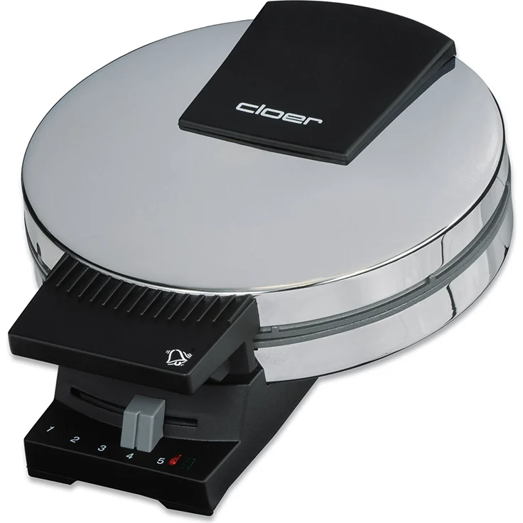 Cloer 185 Waffelautomat für kuchenartige Waffeln - 930 W-Waffelgröße 16 cm-schwere Backplatten-optische und akustische Fertigmeldung-Edelstahlgehäuse, Edelstahl, edelstahl poliert – Bild 1